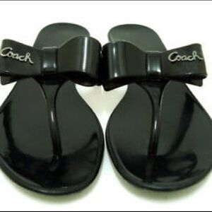 COACH pretty A8533 Silver Logo Bow Jelly Sandals